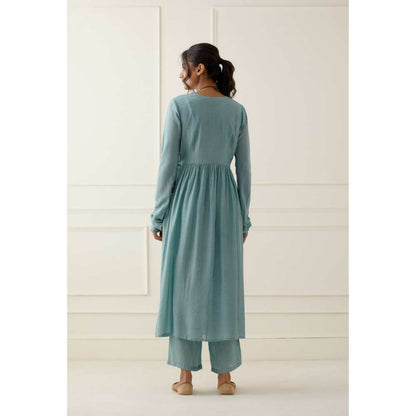 Ikshita Choudhary Sky Blue Kurta Lace Detailing