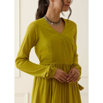 Ikshita Choudhary Parrot Green Kurta Lace Detailing