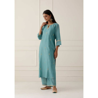 Ikshita Choudhary Sky Blue Embroidered Pallazo