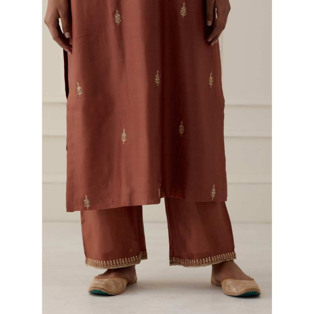 Ikshita Choudhary Rust Embroidered Pants