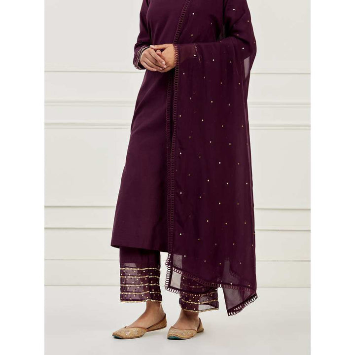 Ikshita Choudhary Purple Sequined Cotton Kurta with Cotton Pant & Dupatta (Set of 3)