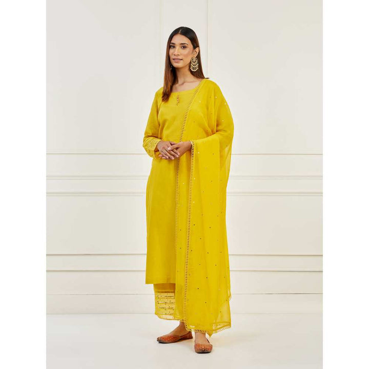 Ikshita Choudhary Yellow Sequined Kurta with Pants & Dupatta (Set of 3)