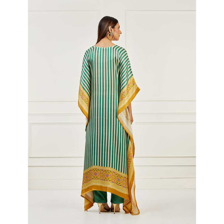 Ikshita Choudhary Green Yellow Kaftan with Pants (Set of 2)