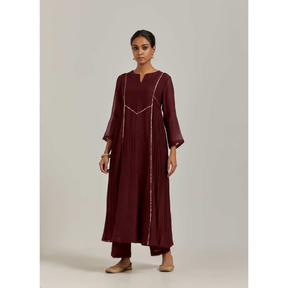 Ikshita Choudhary Maroon Kurta (Set of 2)
