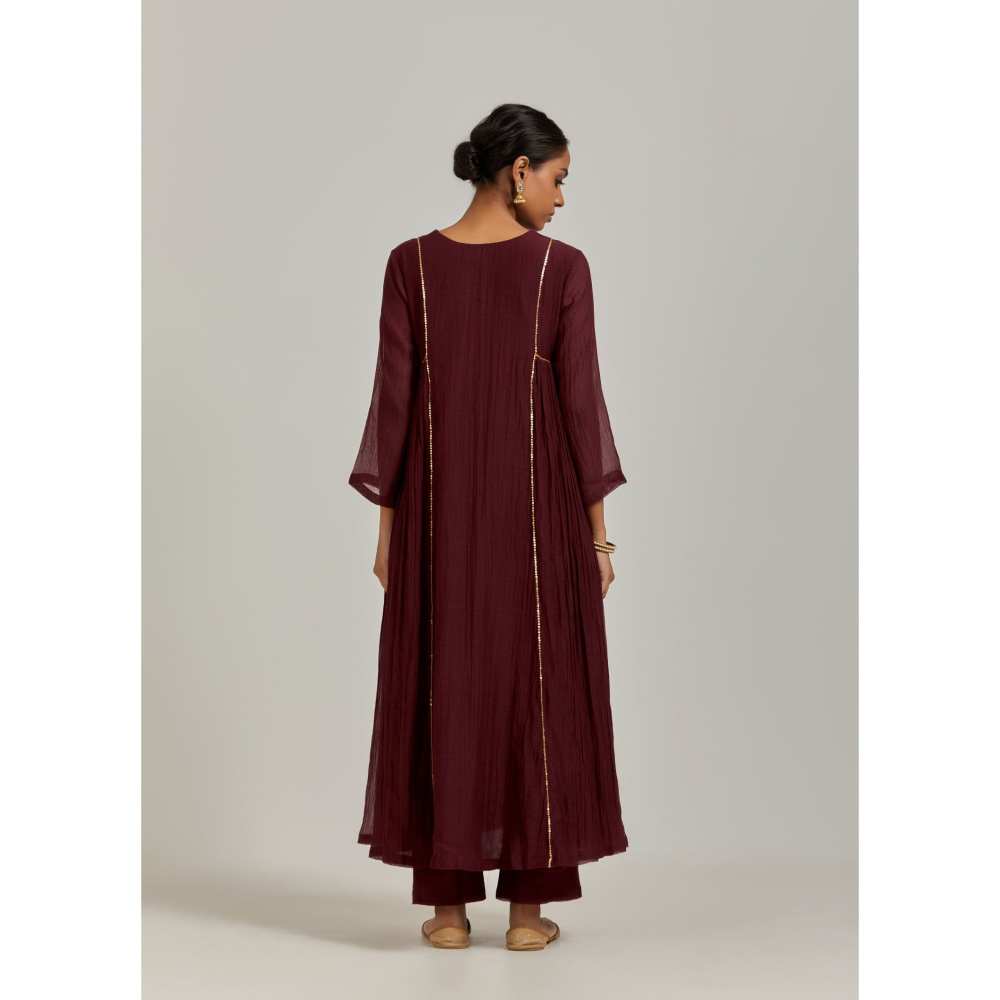 Ikshita Choudhary Maroon Kurta (Set of 2)
