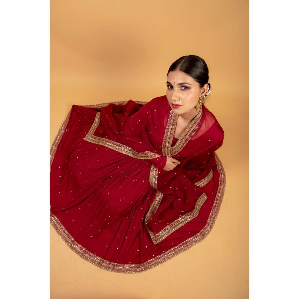 Ikshita Choudhary Red Kurta (Set of 3)