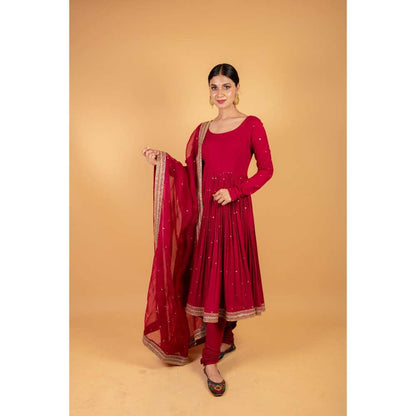 Ikshita Choudhary Red Kurta (Set of 2)