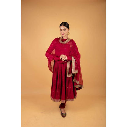 Ikshita Choudhary Red Kurta (Set of 2)
