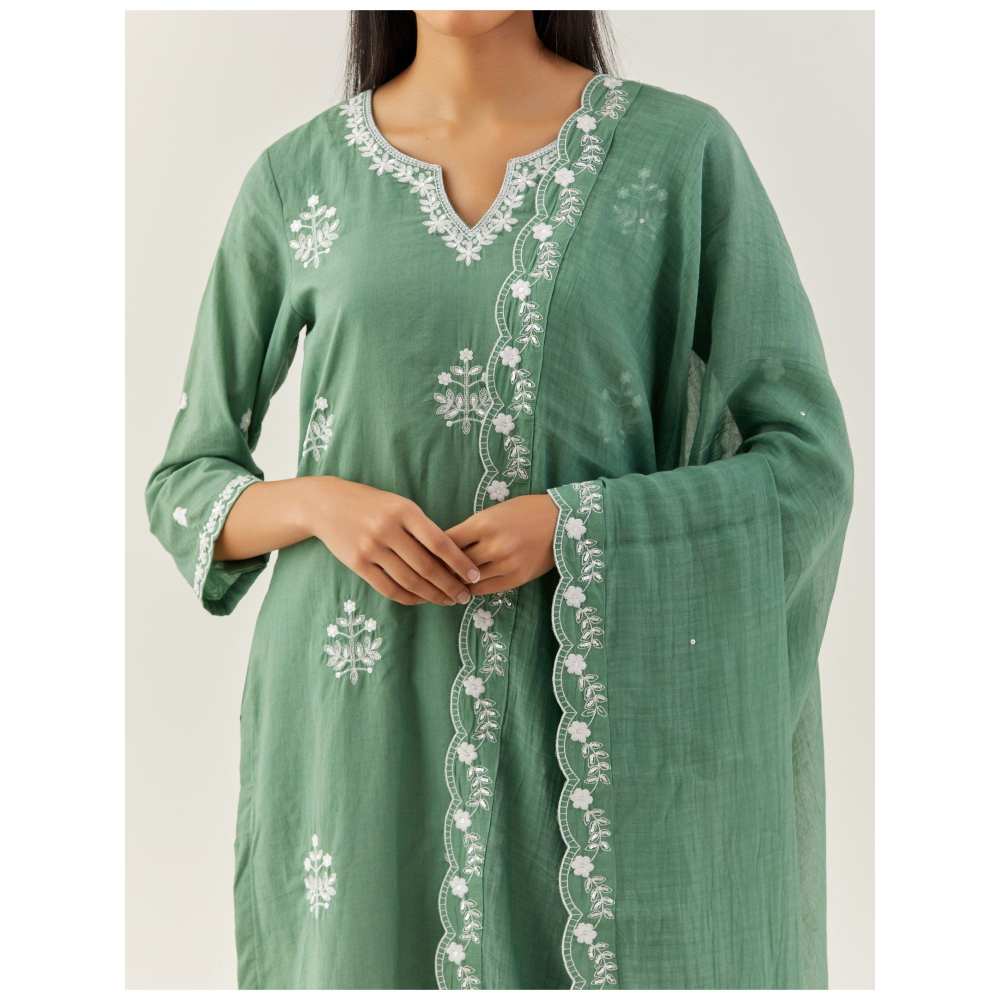 Ikshita Choudhary Green Kurta (Set of 3)