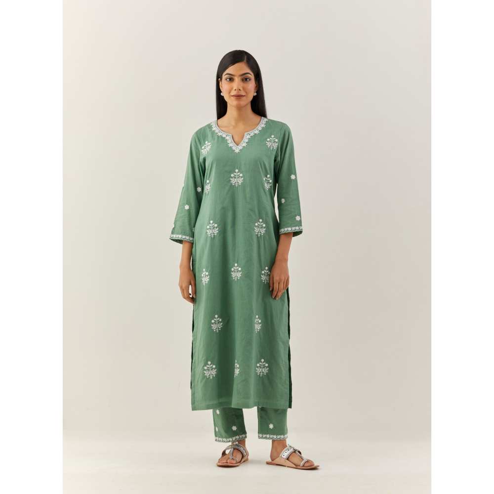 Ikshita Choudhary Green Kurta (Set of 2)