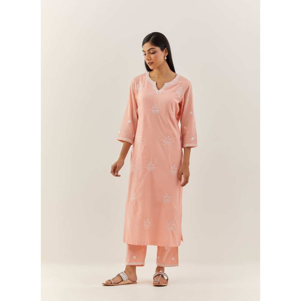 Ikshita Choudhary Peach Kurta (Set of 3)