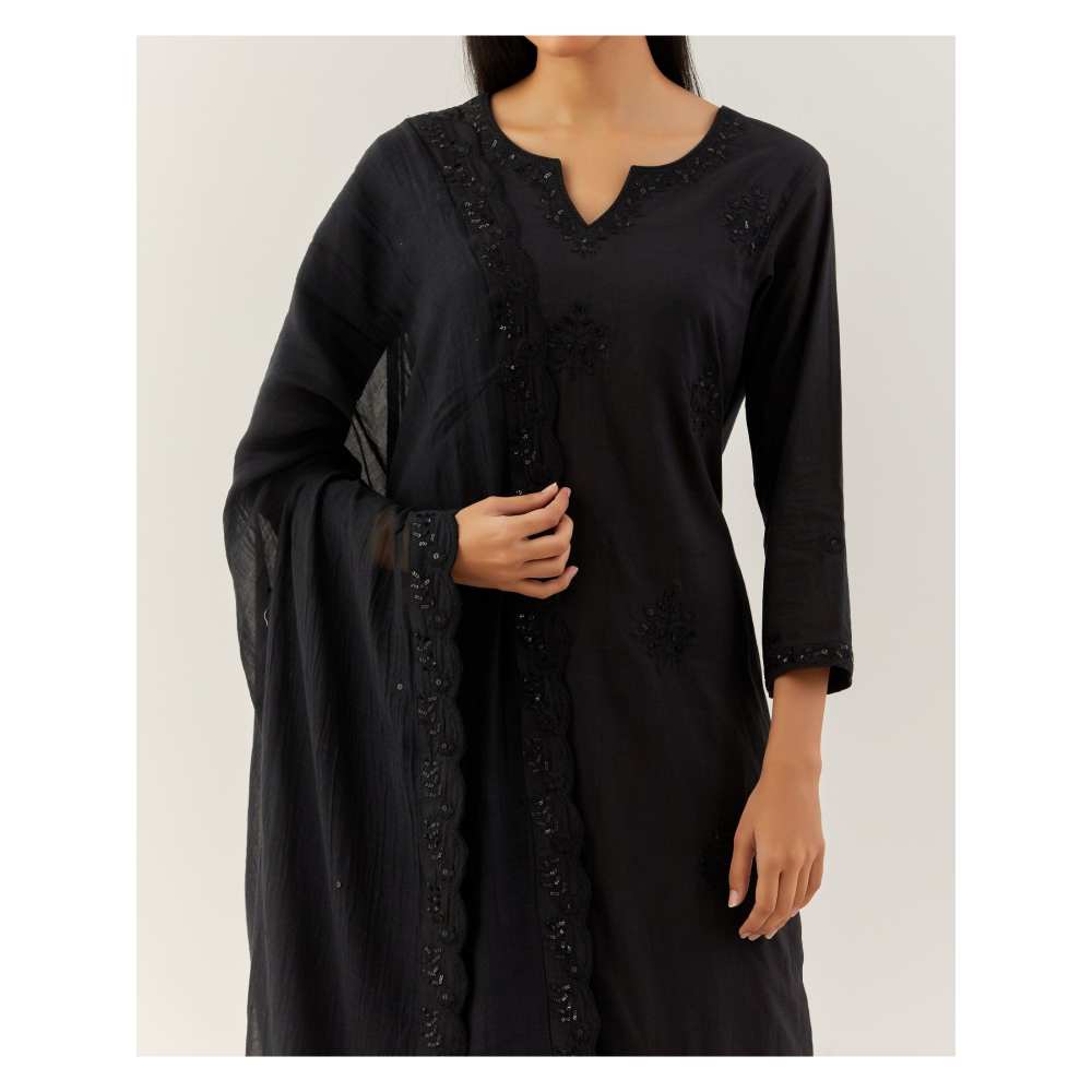 Ikshita Choudhary Black Kurta (Set of 3)