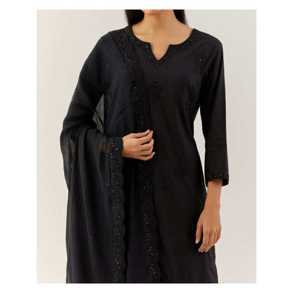 Ikshita Choudhary Black Kurta (Set of 3)