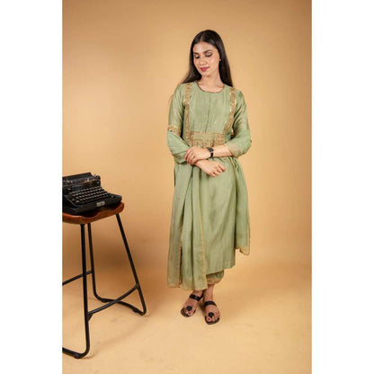 Ikshita Choudhary Pestel Green Kurta (Set of 3)