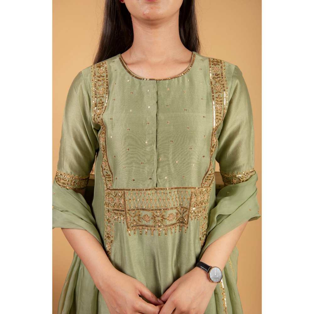 Ikshita Choudhary Pestel Green Kurta (Set of 3)