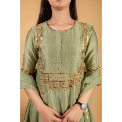 Ikshita Choudhary Pestel Green Kurta (Set of 3)