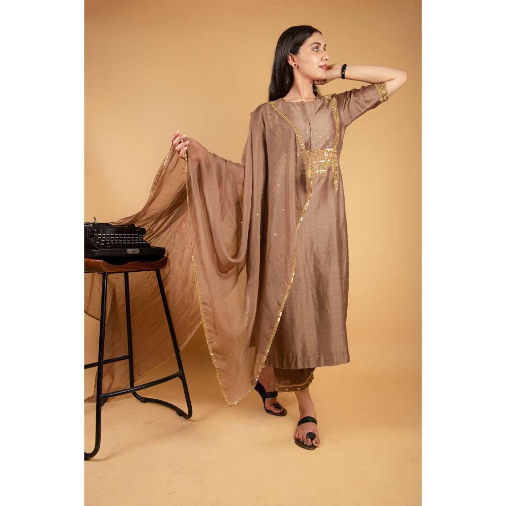 Ikshita Choudhary Brown Kurta (Set of 3)