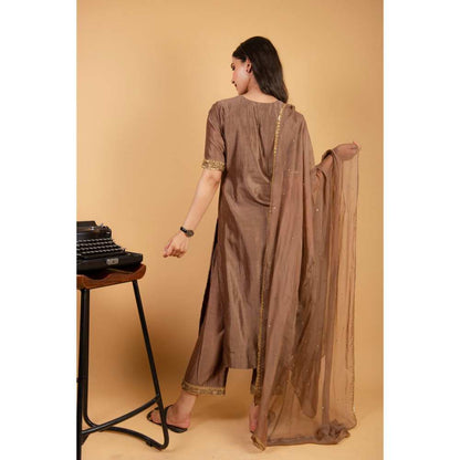 Ikshita Choudhary Brown Kurta (Set of 3)