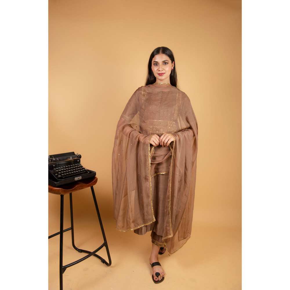 Ikshita Choudhary Brown Kurta (Set of 3)