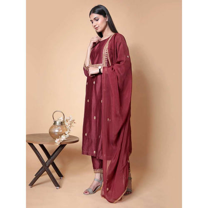 Ikshita Choudhary Maroon Kurta (Set of 3)