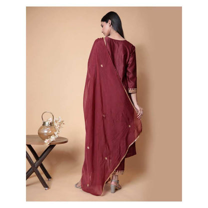 Ikshita Choudhary Maroon Kurta (Set of 2)