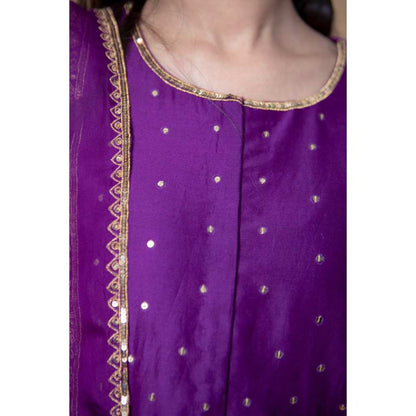 Ikshita Choudhary Purple Kurta (Set of 3)