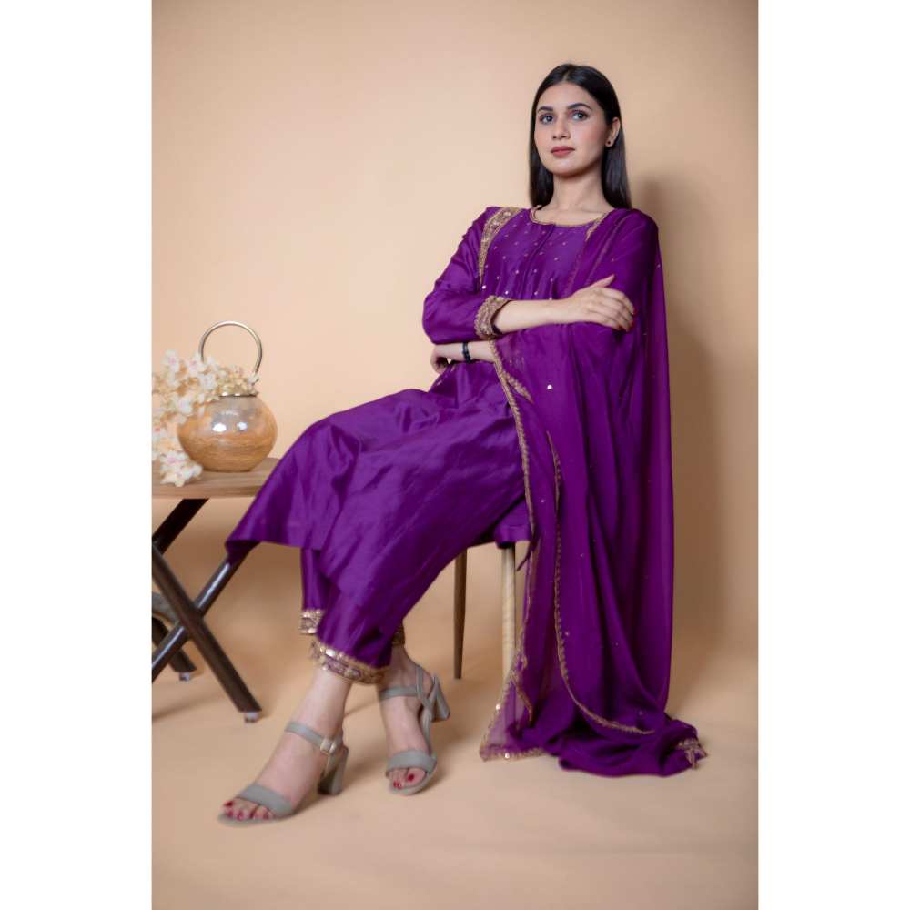 Ikshita Choudhary Purple Kurta (Set of 3)