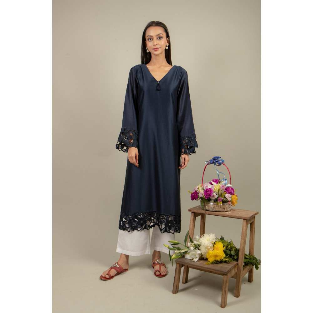 Ikshita Choudhary Navy Blue Kurta (Set of 2)