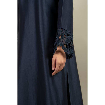 Ikshita Choudhary Navy Blue Kurta (Set of 2)