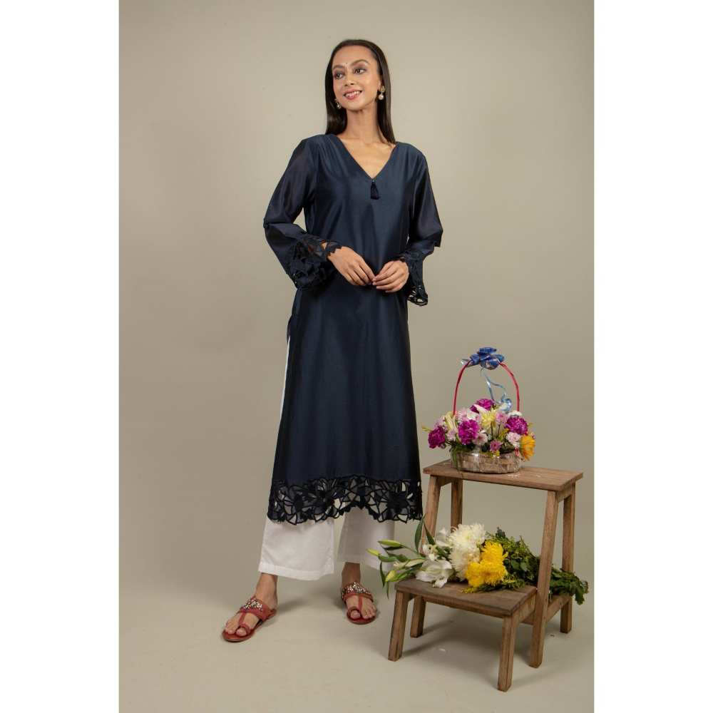 Ikshita Choudhary Navy Blue Kurta (Set of 2)