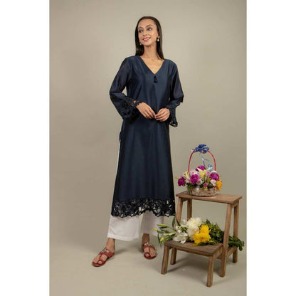 Ikshita Choudhary Navy Blue Kurta (Set of 2)