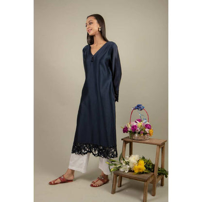 Ikshita Choudhary Navy Blue Kurta (Set of 2)