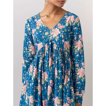 Ikshita Choudhary Blue Cotton Printed Kurta With Pants (Set of 2)