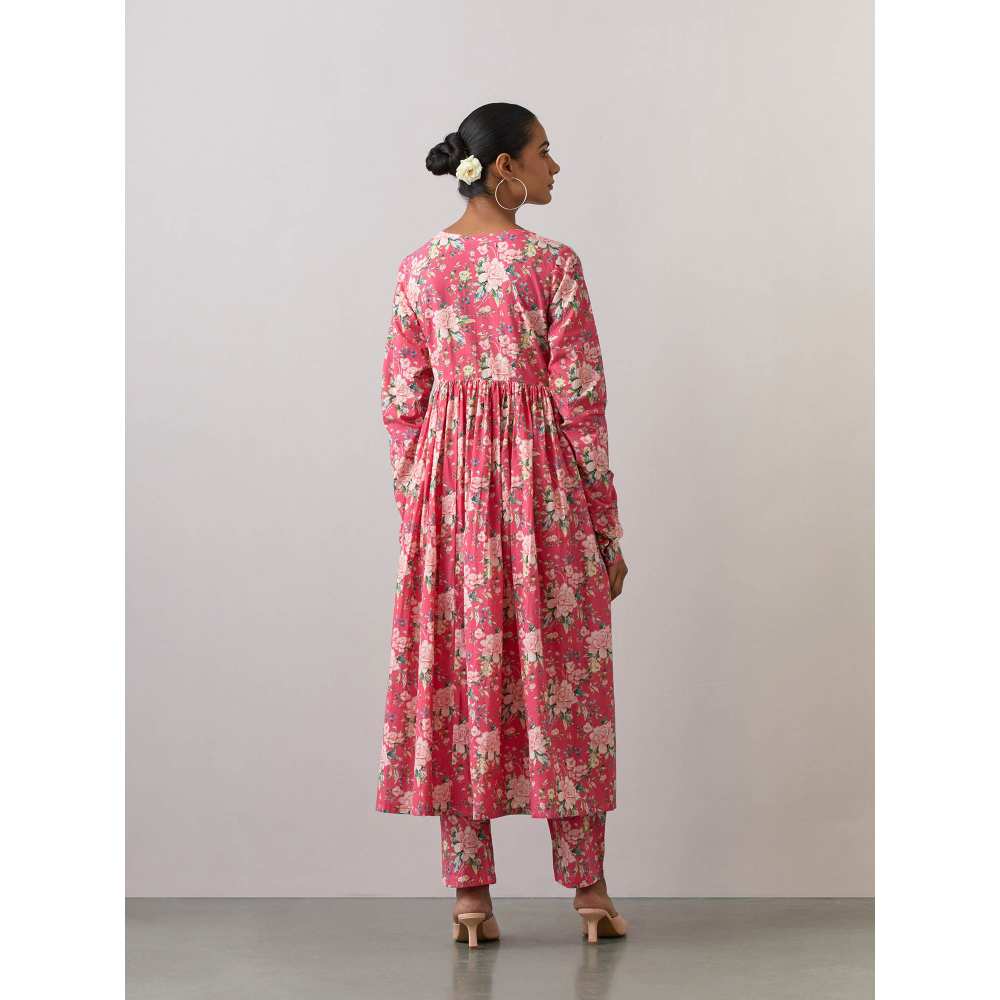 Ikshita Choudhary Pink Cotton Printed Kurta With Pants And Dupatta (Set of 3)
