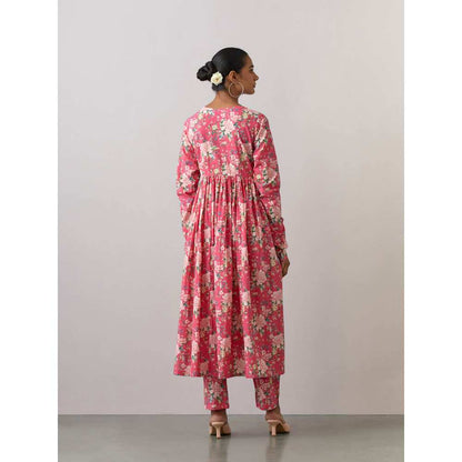 Ikshita Choudhary Pink Cotton Printed Kurta With Pants And Dupatta (Set of 3)