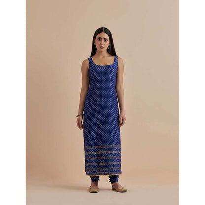 Ikshita Choudhary Blue Printed Chanderi Kurta With Churidar (Set of 2)