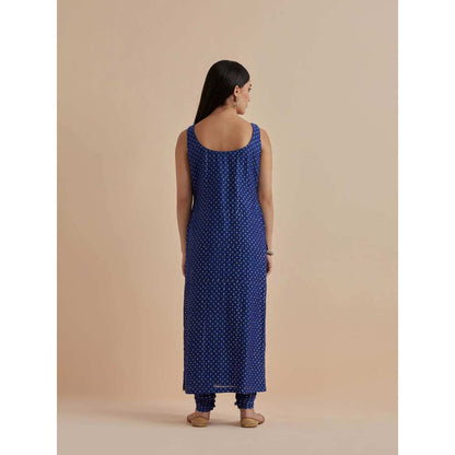 Ikshita Choudhary Blue Printed Chanderi Kurta With Churidar (Set of 2)