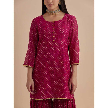Ikshita Choudhary Magenta Printed Chanderi Kurtis With Gharara (Set of 2)