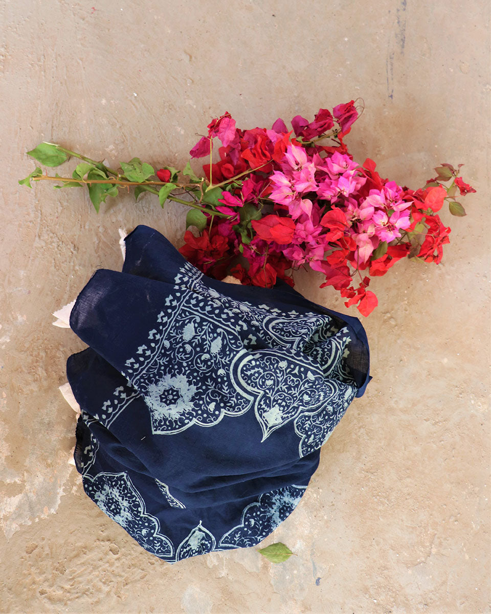Chidiyaa Blue Cotton Dupatta