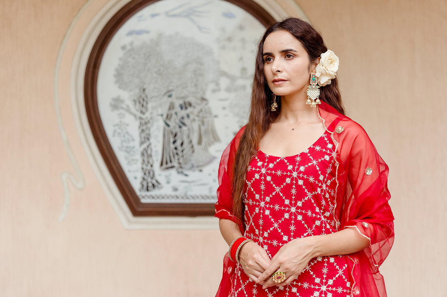 Bahaar Red Sharara Set