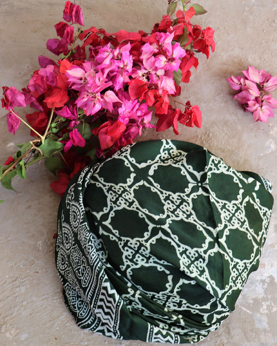 Chidiyaa Green Modal Silk Dupatta