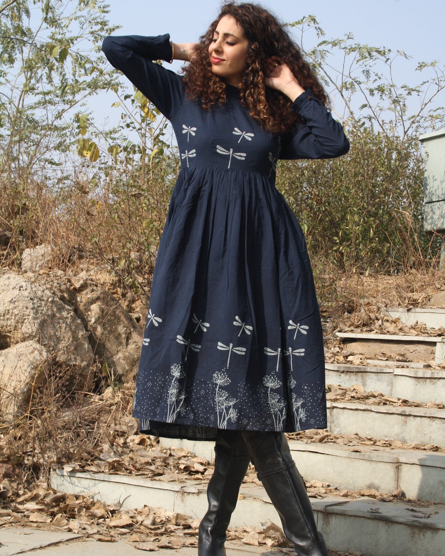 Chidiyaa Blue Cotton Dress