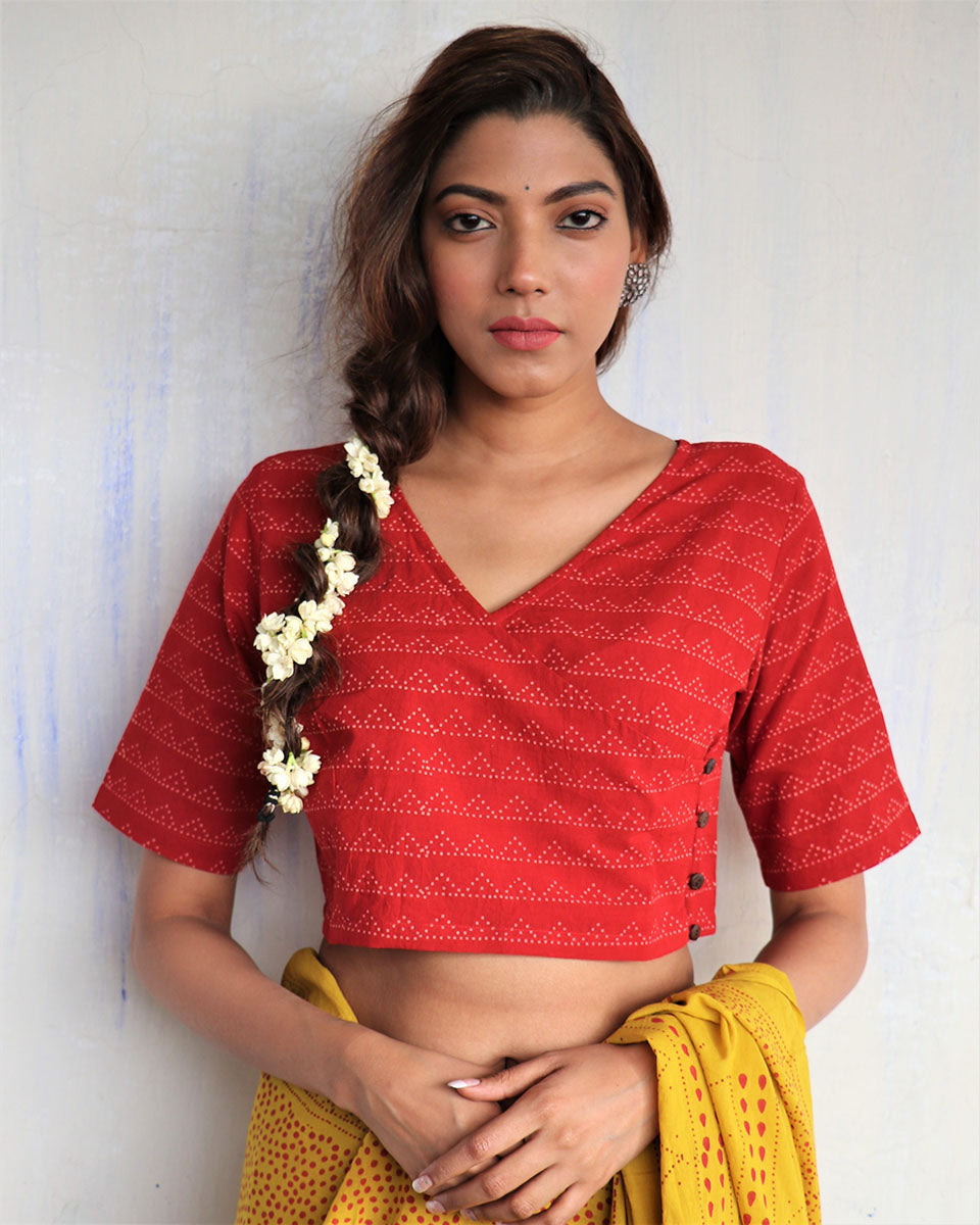 Chidiyaa Red Cotton Blouse