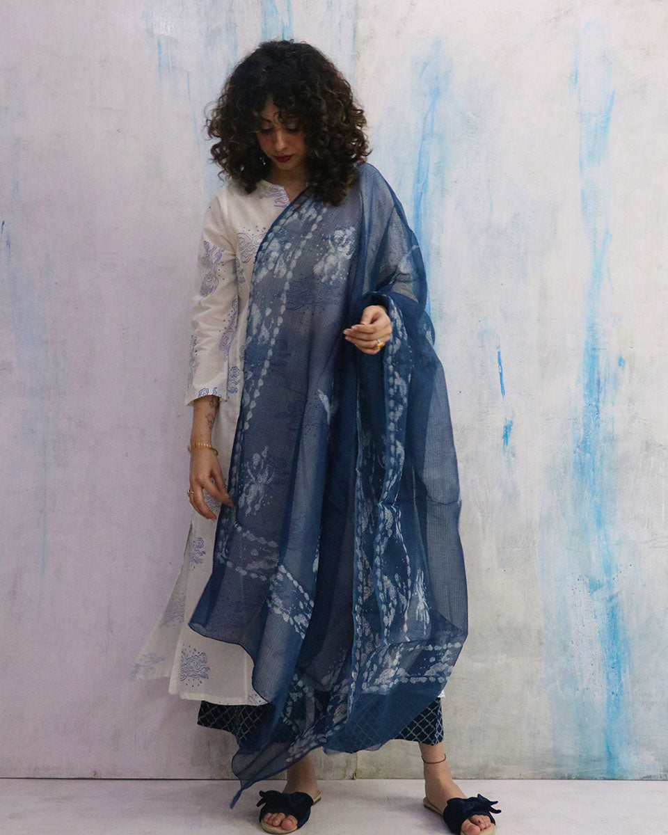 Chidiyaa Blue Cotton Dupatta