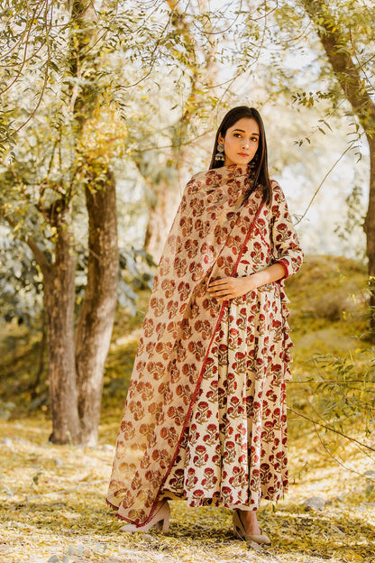 Khizan Red Anarkali Set