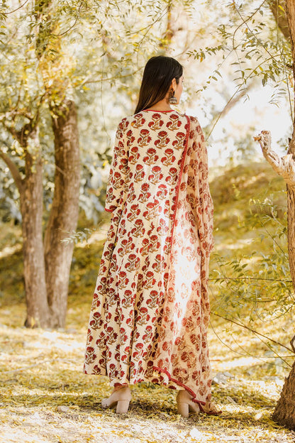 Khizan Red Anarkali Set