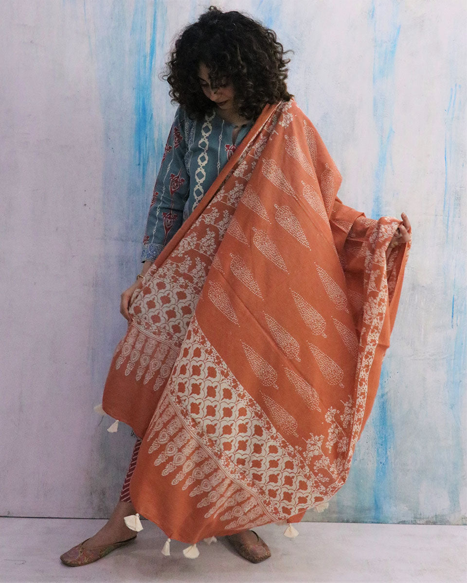 Chidiyaa Coral Cotton Dupatta