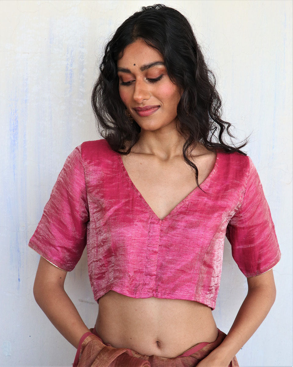 Chidiyaa Pink Linen Blouse