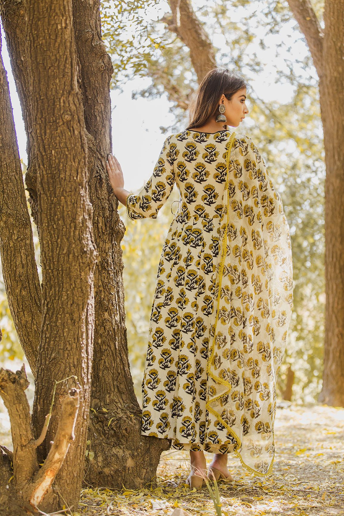 Khizan Yellow Anarkali Set