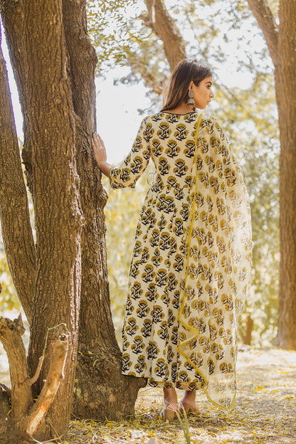 Khizan Yellow Anarkali Set